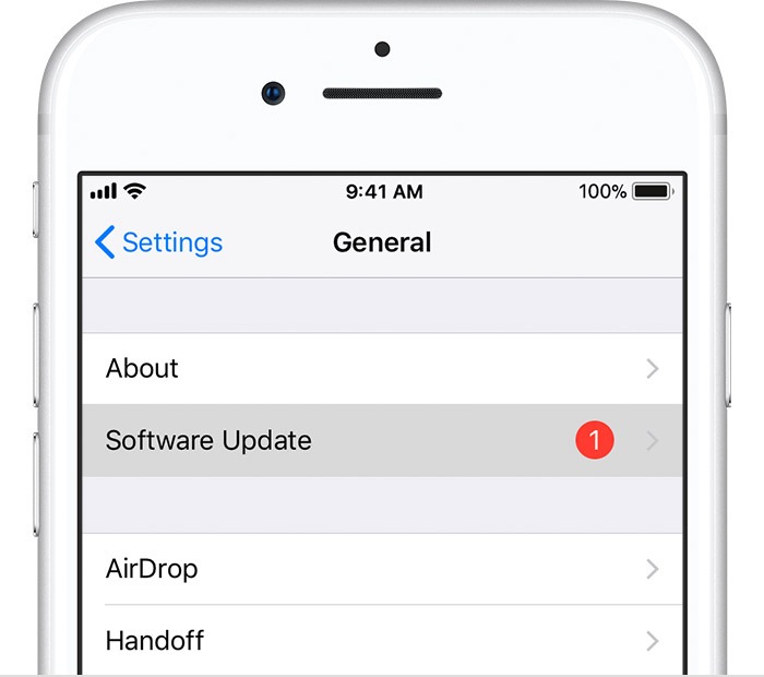 ۱- آپدیت سیستم عامل iOS از طریق خود دستگاه ( آیفون یا آی‌پد )